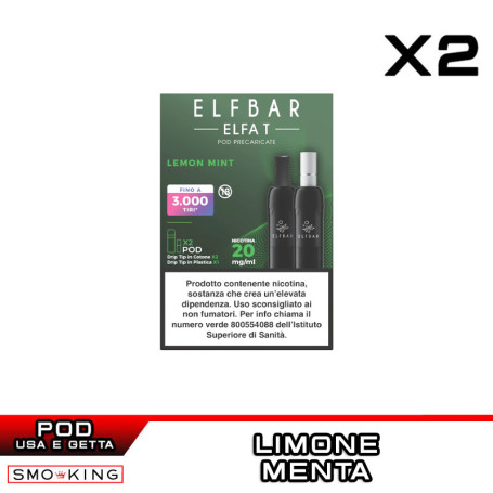ELFA T Lemon Mint Pod Usa e Getta ELFBAR 2 Pezzi Limone Menta