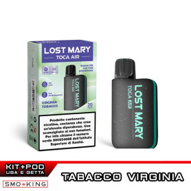 Lost Mary TOCA AIR PRO Kit Batteria Ricaricabile 750mAh BLACK + Pod VIRGINIA TOBACCO Elfbar