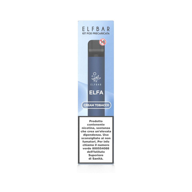 ELFA Kit Batteria Ricaricabile 500mAh + Pod Cream Tobacco Elfbar