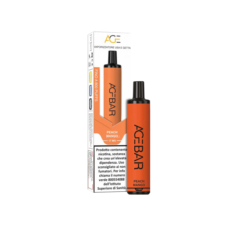 AGEBAR Peach Mango 400mAh Sigaretta Usa e Getta 800 Puff