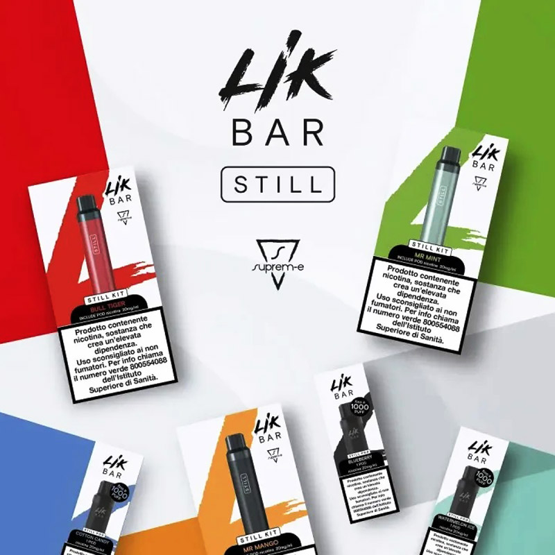 Lik Bar Still Pod Sigaretta Usa-e-Getta Ricaricabile con Pod Sostituibile
