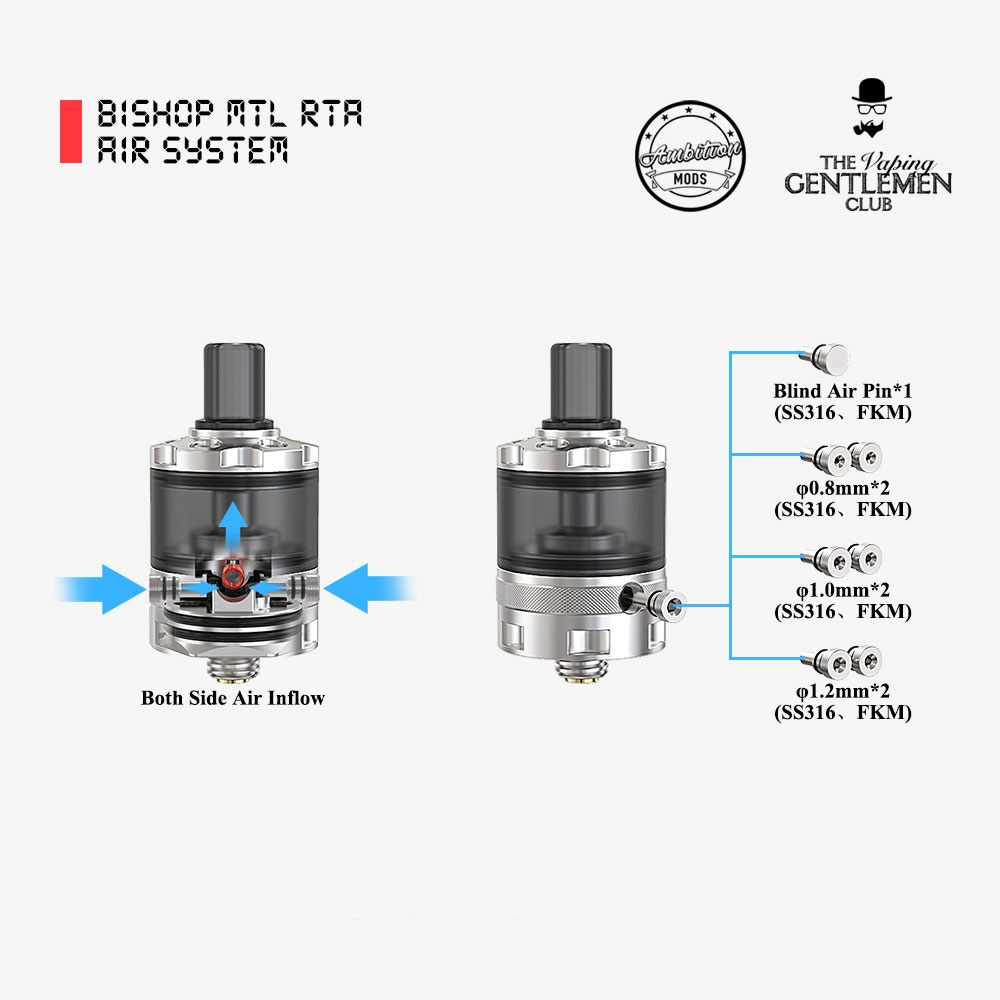 The Vaping Gentlemen Club Bishop MTL RTA Caratteristiche