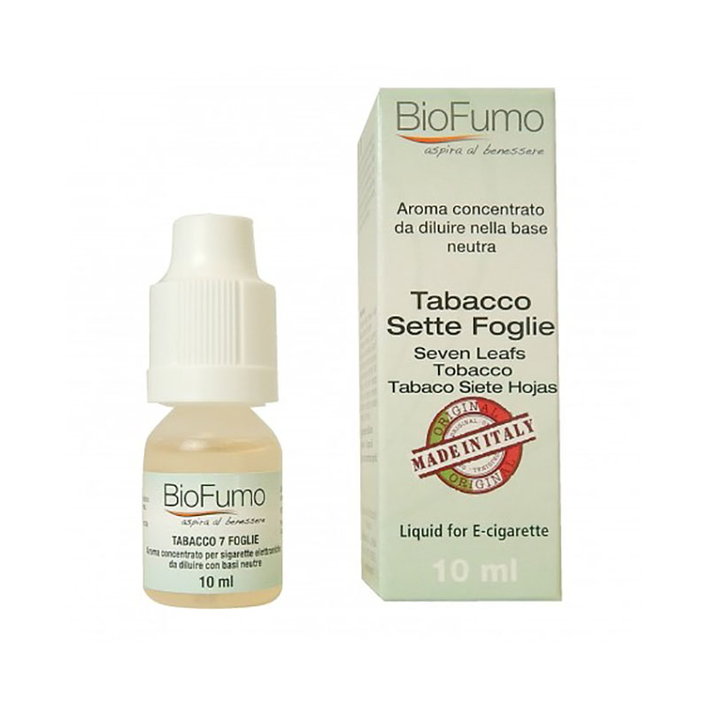 Biofumo Tabacco 7 foglie Aroma 10 ml con un sapore di tabacchi e note floreali