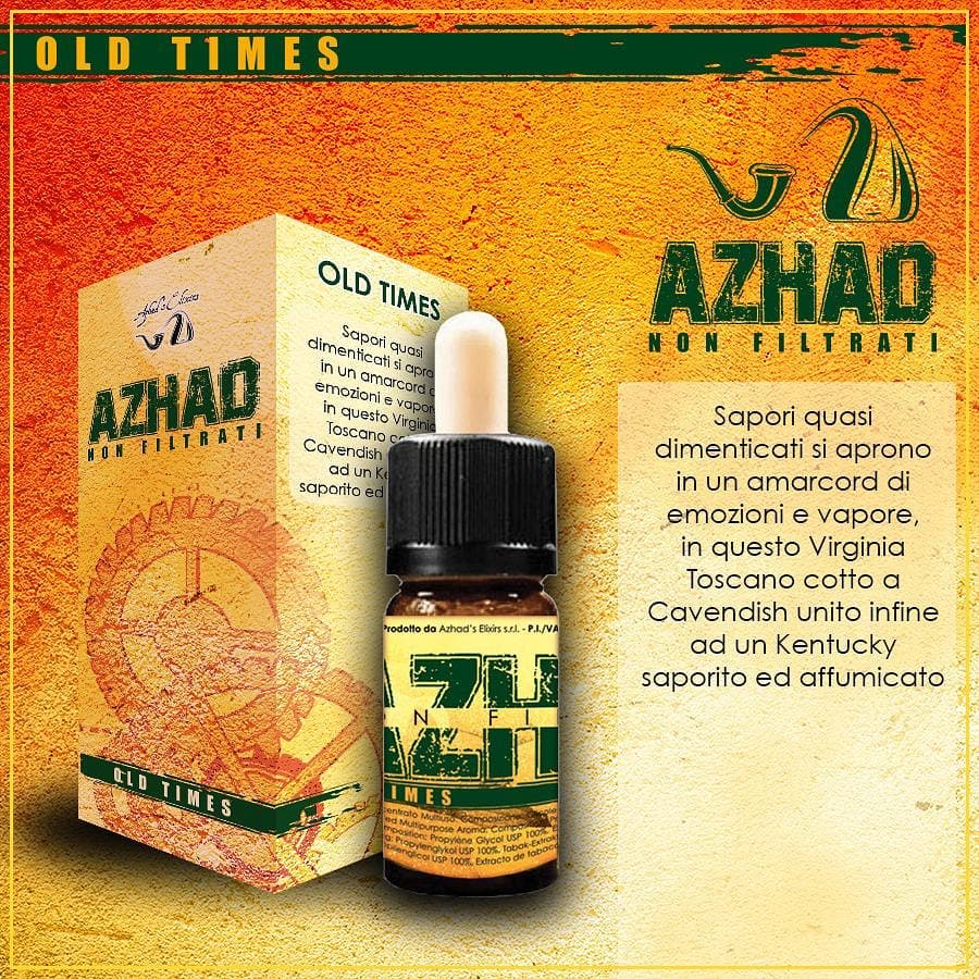 Azhad aromi non filtrati, questo Old Times è un aroma concentrato al sapore di virginia toscano, cavendish e kentucky affumicato