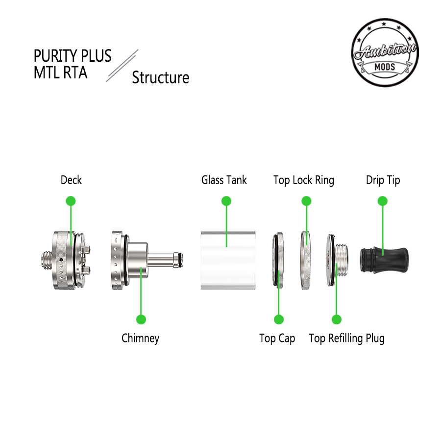 Ambition Mods Purity Plus Mtl Vetro Ricambio